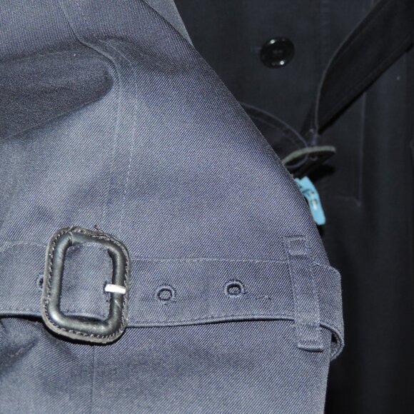 BURBERRY sz 12 Womens Dark Navy Blue Classic Belted Trench Double Breasted - Picture 4 of 16